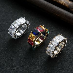 Cluster Rings Luxury Elegant Brazil Initial Stackable Rings for Women Wedding 5A CZ Finger Adjust Square Ring Beach Jewelry J1900 G230228