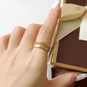 Cluster Rings 925 Sterling Silver Minimalist Style Gold Multi-layer Open Ring Adjustable Friendship Gift Party Wedding Jewelry Accessories G230228