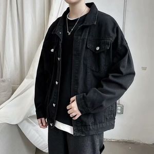 QNPQYX New Black Denim Short Jacket Men Jeans Jackets Coats Casual Windbreaker Pockets Overalls Bomber Streetwear Man Clothing Outwear