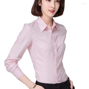 Camicette da donna Large S-5XL Camicia a righe Camicetta da donna in cotone Business 2023 Casual da donna a maniche lunghe Slim Qualità eccellente