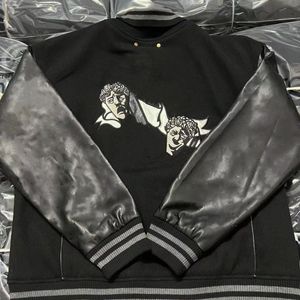 Designer-Luxus-Baseball-Anzugjacke aus Leder mit Nähten, modisch, locker, klassisch, schwarz, hübsche Manteljacke