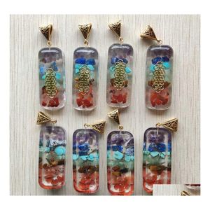 CAR DVR PENDANT NECKLACES RETRO CUBOID REIKI CHAKRA NATURA AMETHYSTS LAPIS LAZI 7 Färger Stenpelare Pendants Charms Wholesale Drop Delive DH6BS