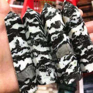 Decorative Figurines 200G Natural Black And White Zebra Stone Point Jasper Meditation Stones Healing Crystal Tower Home Decor Modern