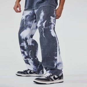 Erkekler Kot Bahar ve Yaz Erkekler Punk Style Fasion Hip Hop Sokağı Düz ​​Gençlik Erkek Denim Pantolon Gevşek Marka Pantolonları 230228