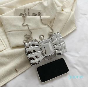 Designer -Shoulder Bags FEMALEE Luxury Designer Bag Women Acrylic Bow Shaped Female Pearl Beads Crossbody Evening Party Clutches