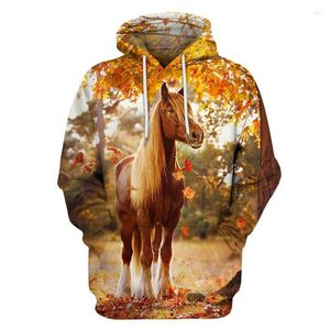 Men's Hoodies Cloudstyle 3D Animal Horse Men Casual Summer Hooded Sweatshirts Long Sleeve Polyester Custom Tracksuit 5XL