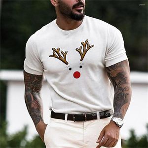 Camisa de camisetas masculinas para homens 2023 EST Roupas de Natal Branco o pescoço Homem de camiset