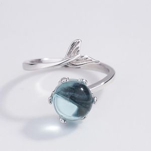 Anéis de casamento 12pcs/lot fofo anel de sereia de cauda de peixe para mulheres elegantes azuis ajustáveis ​​atacado.