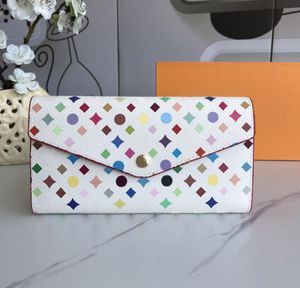 Fashion designer wallets luxury envelope purses men women leather clutch Highs quality multicolor flower letter long slim coin card holder original box dust bag