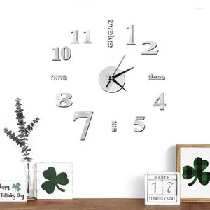 Wall Clocks DIY 3D Acrylic Large Clock Modern Design With Mirror Numbers Stickers Home Office Decorations Reloj De Pared