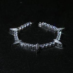 Iced Out hip hop bracelet paved 5mm cz stone paved tennis chain with spike charm bangle bracelets silver plated punk styles women men hiphop jewelry wholesale