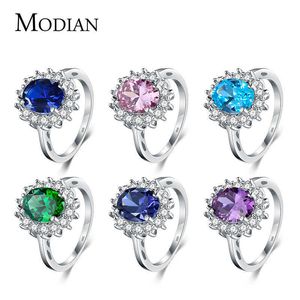 Cluster Rings 2.0ct fasion Real Solid 925 Sterling Silver Ring Fashion Gift 5A Zircon Jewelry Brand Engagement Silver Rings G230228