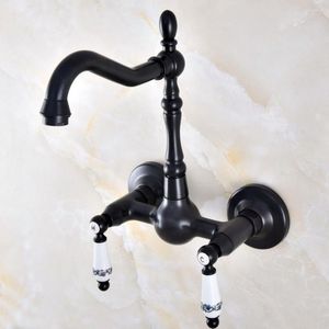 Rubinetti per lavandino del bagno Rubinetto della cucina Rubinetto per lavabo girevole a parete in bronzo lucidato a olio nero Tnf865