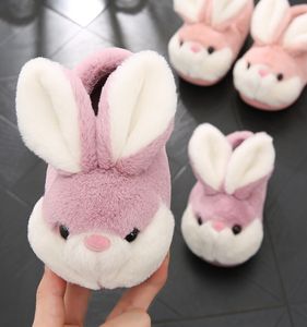 Slipper Kids Fur Slides Kids Shoes Autumn Winter Indoor Non-slip Cute Rabbit Cotton Home Slippers Baby Girls Slippers 230301