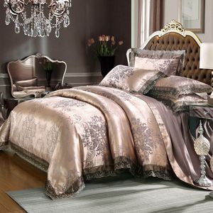 Bettwäsche-Sets aus europäischem Satin-Jacquard aus reiner Baumwolle, vierteiliger Bettbezug, Bettlaken, Kissenbezug 230228
