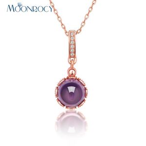 Collane con ciondolo MOONROCY Collana con opale viola color oro rosa Gioielli da donna Girocolli CZ Rotondi per regalo per ragazze da donna