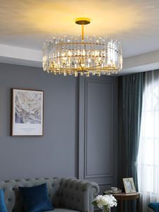 Chandeliers Gold Led Pendant Lights Crystal Living Room Indoor Lighting Modern Hanging Lamp For Dining Kitchen Industrial Loft