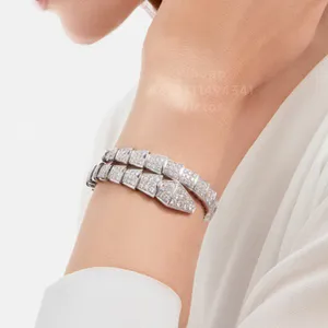 BUIGARI Braccialetto elastico braccialetto singolo designer serpente per donna diamante Placcato oro 18 carati moda di altissima qualità Non tramonterà mai regalo squisito 006