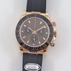 Clássico relógio masculino 40mm caso de ouro rosa pulseira de borracha movimento mecânico automático safira vidro bussiness relógios caixa original