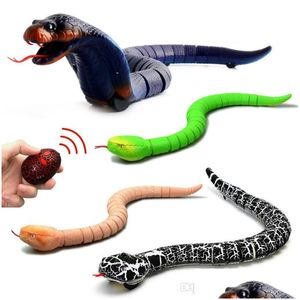 Electric/RC Animals Infrared Remote Control Snake Mock Fake RC Toy Animal Trick Novely Shocke skämt Prank Toys Kids Gift Drop Deliv DH3RP