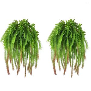 Decorative Flowers Real Touch Artificial Air Grass Green Leaves Home Outdoor Decoration Wall Hanging Plant Fake 2 Pcs Red