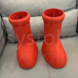 2023 New MSCHF Shoes Men Women Rain Boots Designers Big Red Boot Thick Bottom Non-Slip Booties Rubber Platform Bootie Fashion Astro Boy