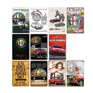 Alfa Romeo Metal Sign for Garage Decorative Tin Plaque Retro Car Wall Poster Vintage Home Bar Pub Man Cave Decor Plate 20x30 CM Woo Woo