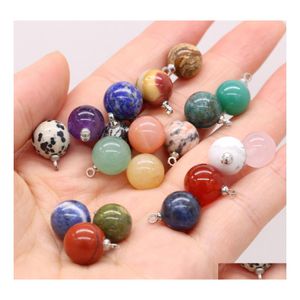 car dvr Pendant Necklaces 10Mm Round Ball Natural Stone Rec Reiki Healing Chakra Rose Quartz Crystal Pendo Charms For Necklace Earrings Maki Dhmi5