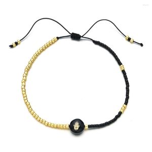 Charm Bracelets Thin Cute Gold Plated Turkish Eye Bracelet Miyuki Hamsa Hand Fashion Jewelry Handmade Pulseras Women Gift