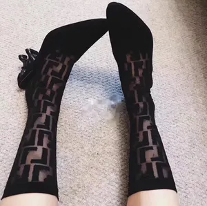 New Fashion Brand Letter Stockings Trendy Unique Transparent Mid-Calf Paired Socks Autumn and Winter