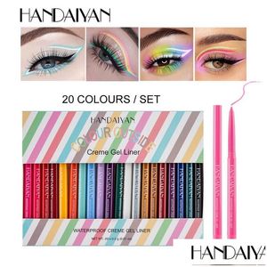 Eye Shadow/Liner Combination Handiyan 20 Pencil Colours Matic Coloured Eyeliner Pencils Set Waterproof Rotate Cream Gel High Pigment Dh5Ep