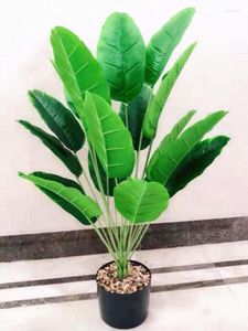 Flores decorativas 70cm18 folhas plantas verdes artificiais Tree de banana de plástico tropical Grande palmeira falsa da sala de estar em casa decoração