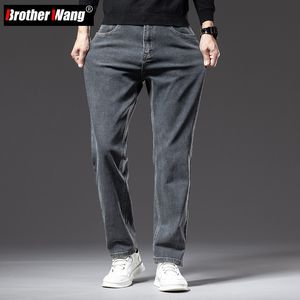 Herrenjeans Herbst und Winter Herren Gerade Lose Dunkelgraue Jeans Klassischer Stil Hohe Elastizität Baggy Jeans Männliche Markenkleidung 230301