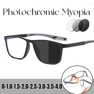 Óculos de sol homens mulheres ao ar livre copos pochromic vintage flexível TR90 Sports Myopia Myopia Smart Color Mudança perto da visão Eyewear UV Shades