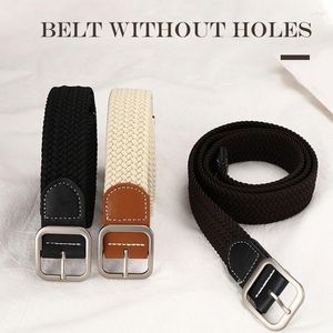 Belts Female Casual Knitted Pin Buckle Women Belt Woven Canvas Elastic Expandable Braided Stretch For Jeans