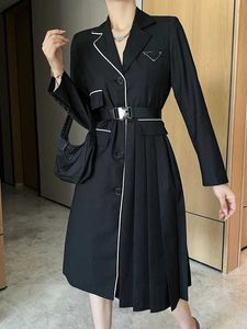 Casual Dresses designer 23 Spring and Summer New Temperament Commuting Slim Suit 100 pleats Medium Length Suit Dress