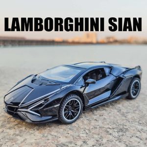 Diecast Model Cars New 1 32 Alloy Lamborghinis Sian Sport Car Model Diecast Soup Super Racing Collection Toy Pull Back Christmas for Children Giftj230228