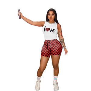 Women Tracksuits Two Pieces Set Designer New Slim Sexy Printed Vest Shorts Casual Sportwear S-xxl Dhl