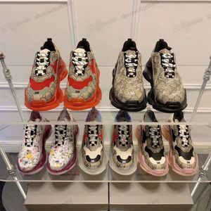 Män kvinnor Paris Casual Shoes Triple S Platform Crystal Leisure Trainers Thick Vintage Daddy Shoe Jogging Walking Multicolor Höjd Ökande Sneakers K5K9#