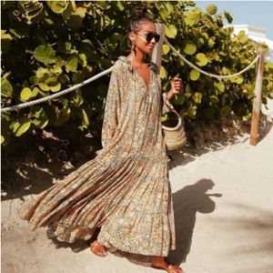 Lässige Kleider 2023 Spring Bohemian Damen Long Kleid Übergröße übergroße Strand elegante weibliche Herbst Fashion Lose Holiday Ladies Kleidung 230301