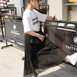 Skirts Kids Girls Pleated Chiffon Long Skirts 2023 New Summer Children Hem Skirts for Girls Bohemian Skirt Black Pink White Maxi Skirts T230301