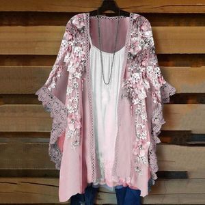 Damenblusen, 3XL, Damenbekleidung, Sommer, Blumendruck, Puffärmel, Kimono-Strickjacke, lockere Vertuschung, lässige Bluse, Oberbekleidung für den täglichen Gebrauch