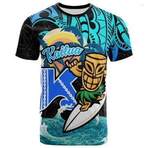 Herr t -skjortor shawai polyi - -tröja -Kailua High School Surfer Tropical Polynesi Culture Shirt