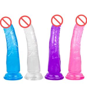 Andere Gesundheitsschönheitsartikel Erotischer weicher Gelee-Dildo Realistischer Anal-Strapon Großer Penis-Saugnapf-Spielzeug für Adts-Frau J1735 Drop Deliv DH6Ux