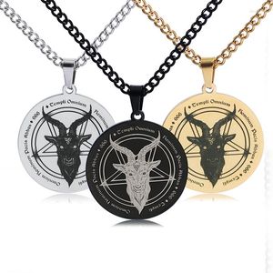 Pendant Necklaces Goat Skull Pentagram Solomon Satan Stainless Steel Amulet Necklace Supernatural Talisman Gothic Chain Jewelry