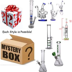 Stok Kör Kutu Gizeminde Suprise Box Bogah Cam Bongs Su Boru Sigara Aksesuarları Dab Yağı Talimleri Perc Pecolators