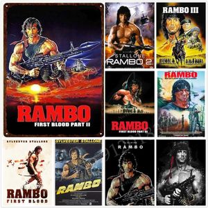 Classic Movie First Blood art painting poster in metallo Vintage Metal Tin Sign Plate Room Decor Iron Painting Plaque Garage Home Decor personalizzato Dimensioni 30X20CM w02