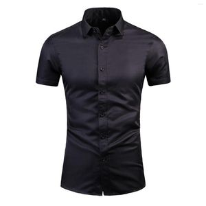 Men's T -skjortor krage 4 Summer Mens Slim Print Short Sleeve Shirt Fashion Casual Beach Polyester Small