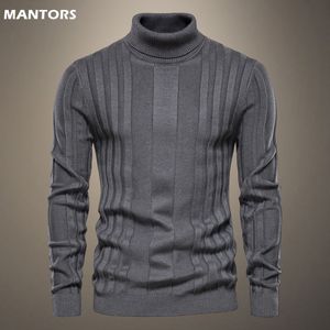 Men's Sweaters Sweater Mens Turtleneck Knitted Sweater Casual Slim Fit Basic High Collar Pullover Male Elastic Business Sweater Men Pullover 230302