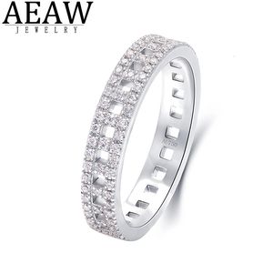 Fedi nuziali AEAW 0.37CTW D Color Moissanite Ring Classic Tension Set 10K Real Solid White Gold Round Moissanite per donna 230302